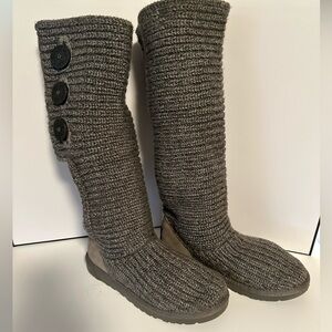 UGG Classic Cardy Knit Boots-Tall Grey Knit Sweater Women’s Size 6